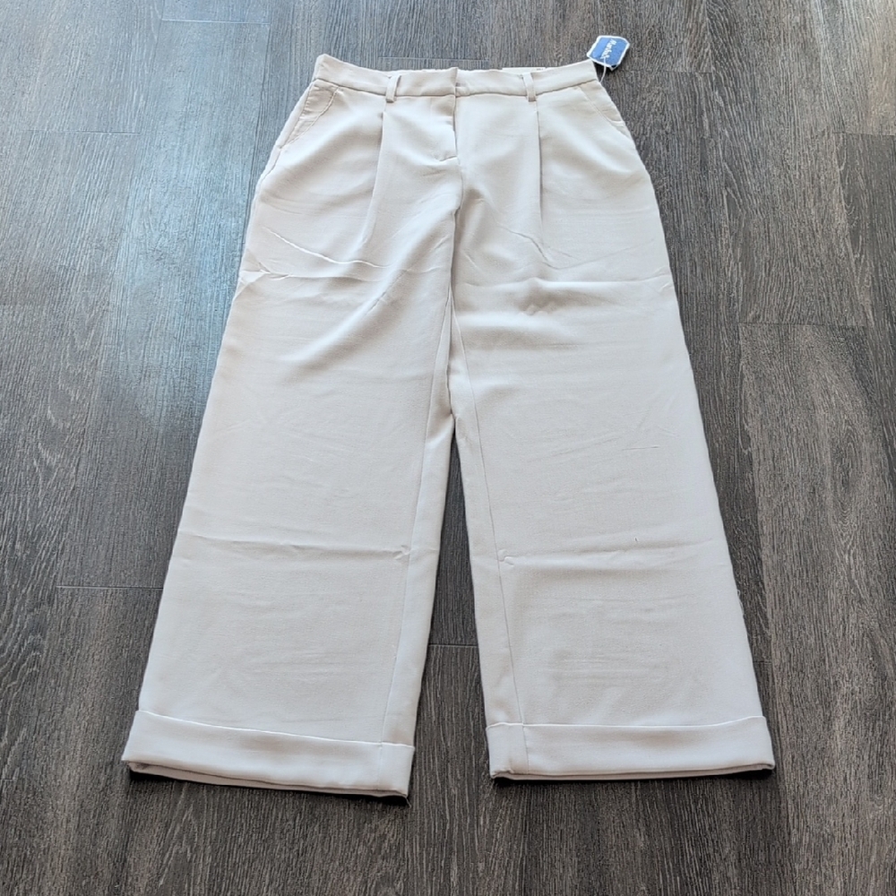 Elegant Cream Wide-Leg Trousers